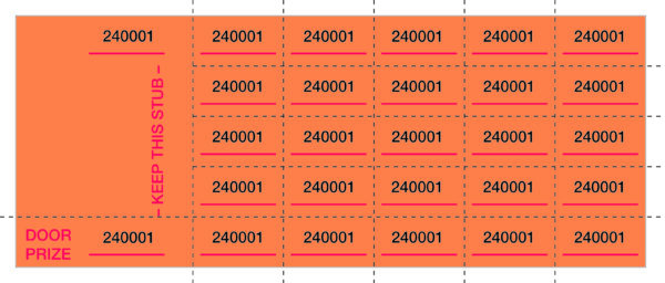 Chinese Auction Tickets - Orange - 500 Count