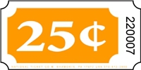 Roll Ticket - 25¢ - Orange - 2000ct Roll