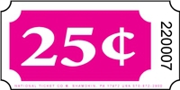 Roll Ticket - 25¢ - Rhodamine Red - 2000ct Roll