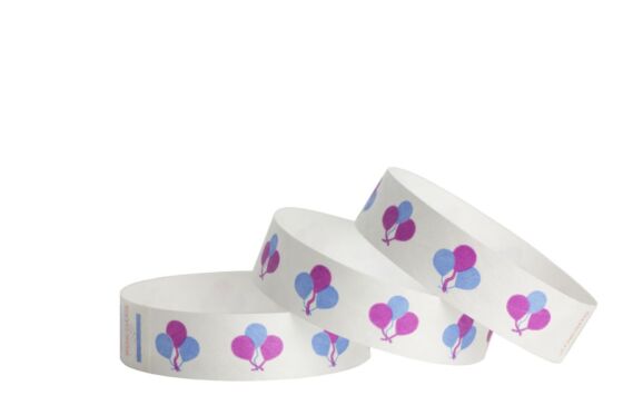 Tyvek® Wristbands -- Balloons - Blue & Purple