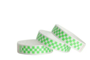 Tyvek® Wristbands -- Checkerboard - Day Glo Green