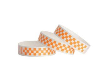 Tyvek® Wristbands -- Checkerboard - Day Glo Orange