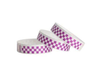 Tyvek® Wristbands -- Checkerboard - Security Ink - Purple
