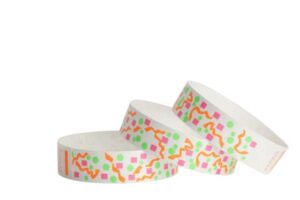 Tyvek® Wristbands -- Confetti - Day Glo Orange, Pink & Green