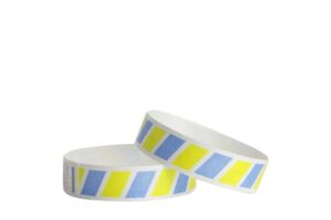 Tyvek® Wristbands -- Diagonal Stripes - Blue & Yellow