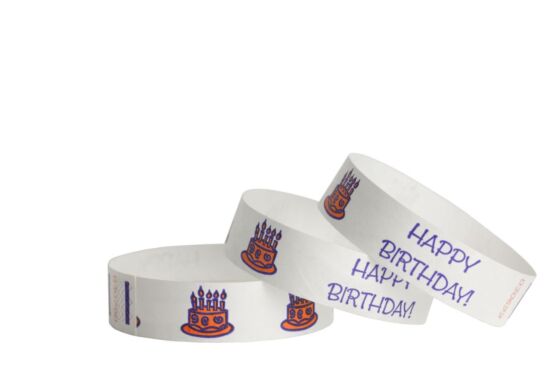 Tyvek® Wristbands -- Happy Birthday Cake