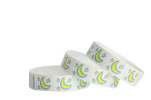 Tyvek® Wristbands -- Moon & Star - Blue & Yellow