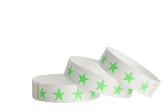 Tyvek® Wristbands -- Stars - Day Glo Green