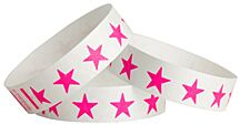 Tyvek® Wristbands -- Stars - Day Glo Pink
