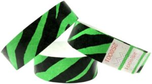 Tyvek® Wristbands - Zebra - Black & Green